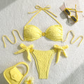Solid color flower bikini beach women's swimsuit