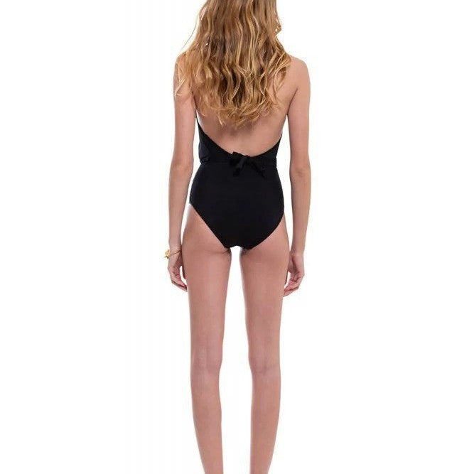 Solid Color One-Piece Nylon Swimwear for Women Bikini Style Swim Suit