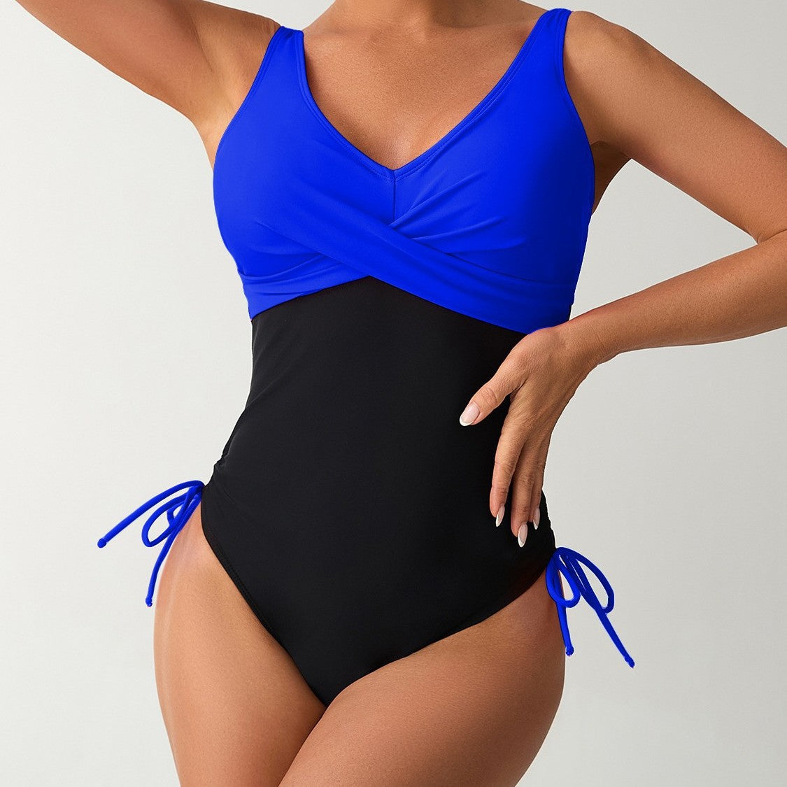Colorful Bikini One-Piece Swimsuit with Cross-Strap Design for Women