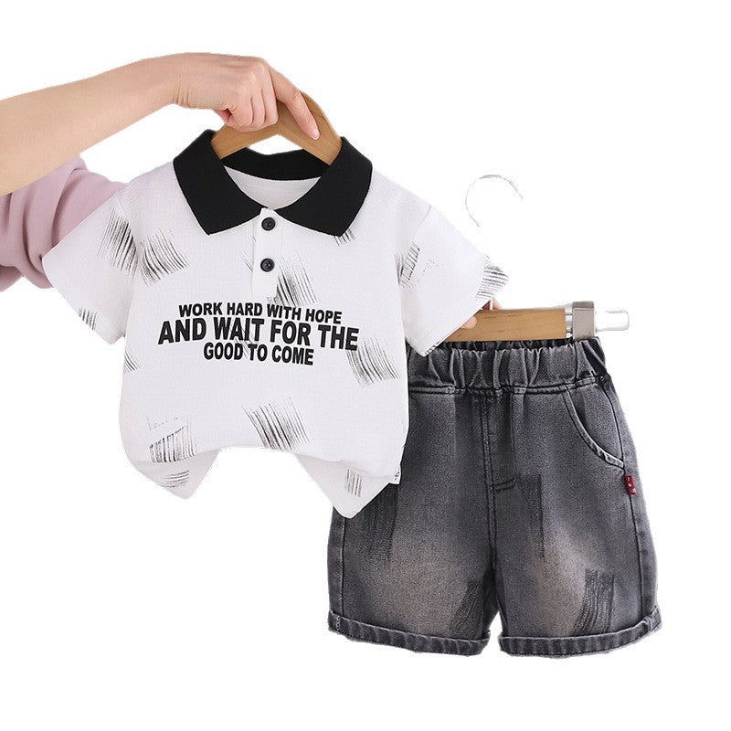 Collar short sleeved top and shorts set
