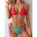 Watermelon drawstring tie neck bikini