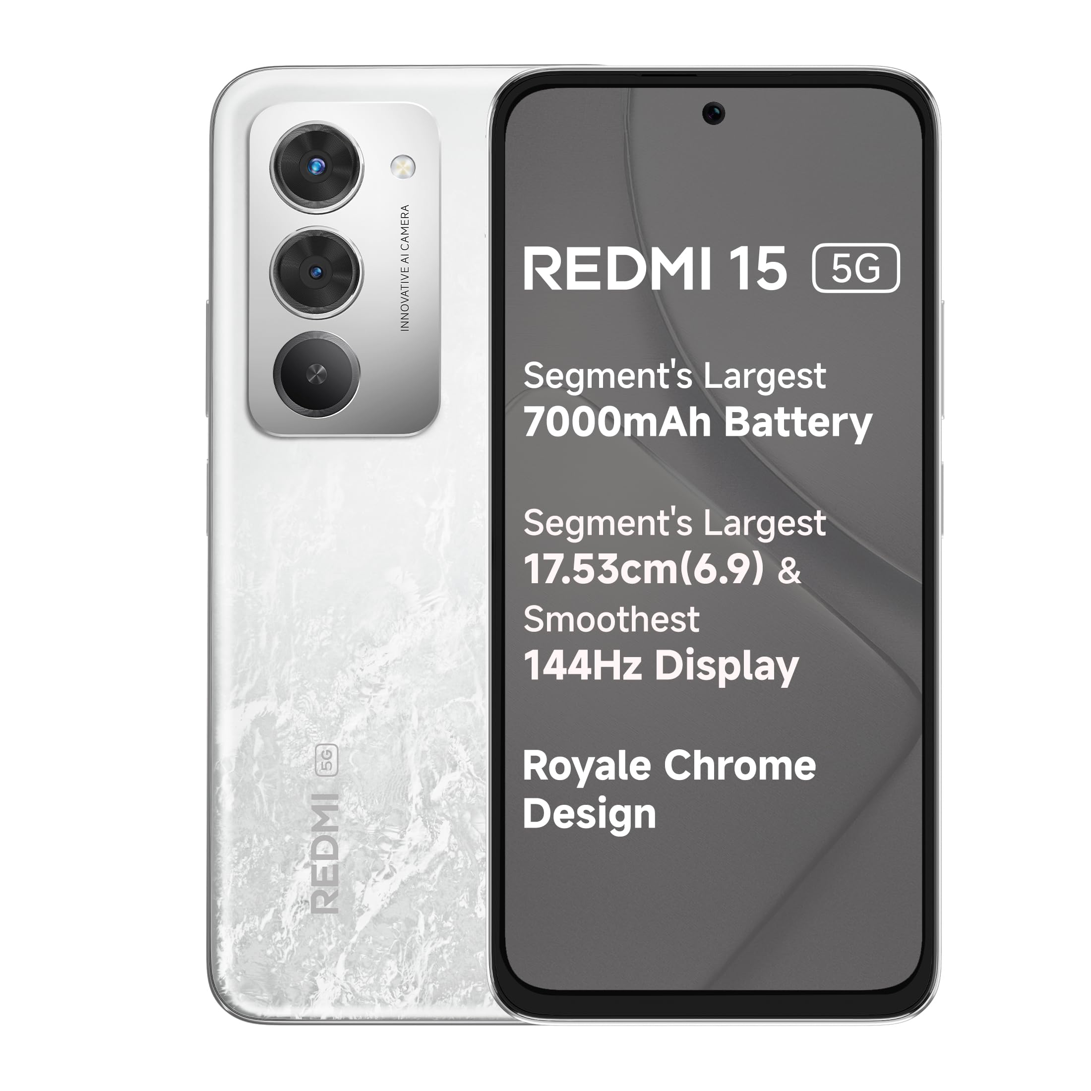 Redmi 15 5G Sandy Purple 6GB + 128GB | Segment's Largest 7000mAhA Battery | Segment's Largest Display 17.53cm(6.9) Up to 144Hz | Snapdragon 6s Gen 3 | 18W Reverse Charging | 50MP AI Dual Camera