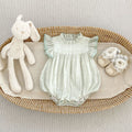 Cute Solid Color Summer Baby Sleeveless Romper with Stand-up Collar for Girls