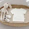 Casual Solid Color Round Neck Short Sleeve T-Shirt for Kids Boys and Girls