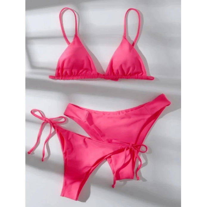 Split swimsuit women's solid color three-point bikini