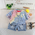 English short sleeved top and shorts set