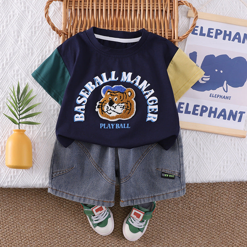 Round neck short sleeved top and shorts set