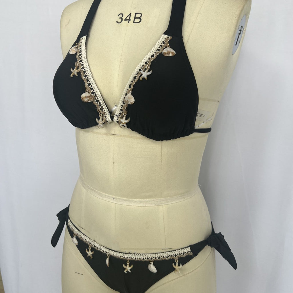 Two piece bikini black three-point split swimsuit