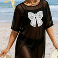 Women's Sexy Sheer Mesh Dress, Casual T-Shirt Cover-Up
