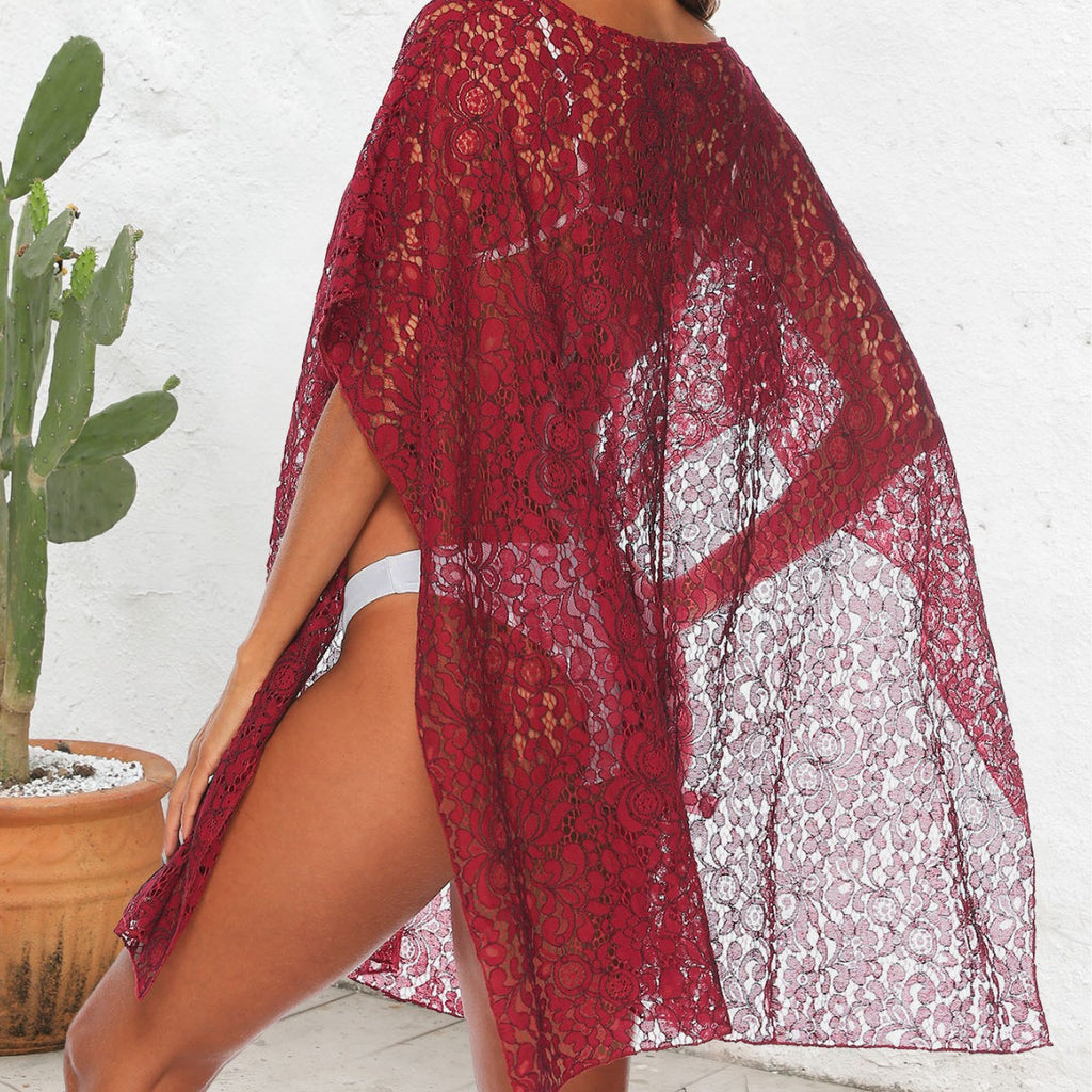 Women's Beach Vacation Sarong Sexy Sheer Lace Bikini Cover-up