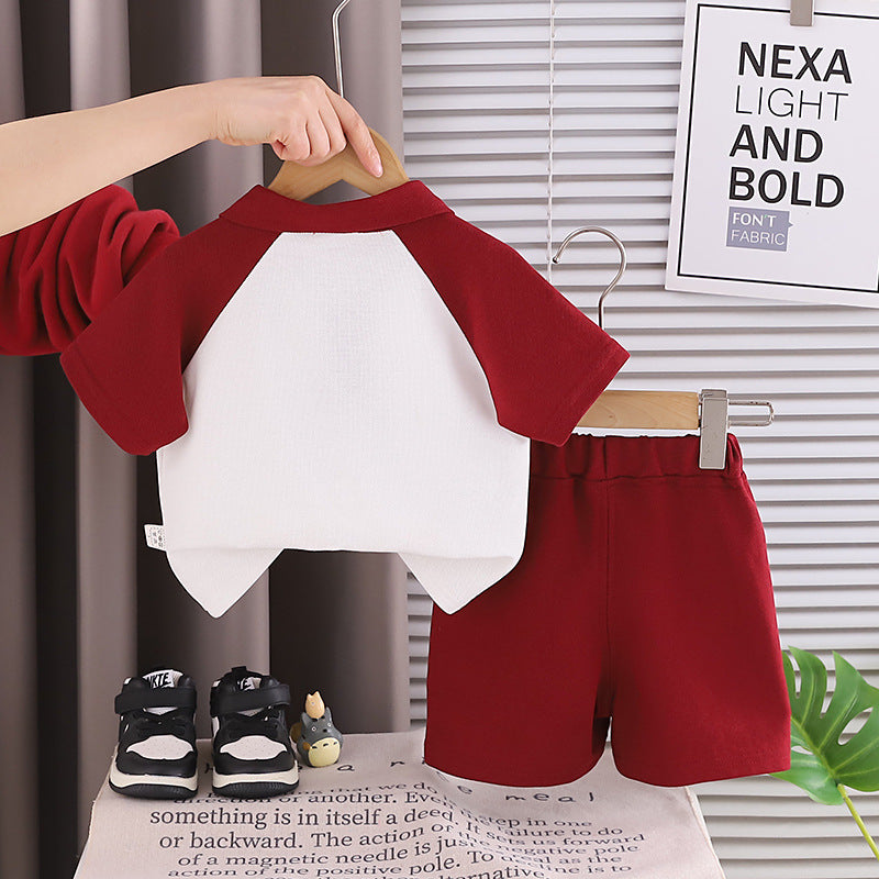 Collar short sleeved top and shorts set