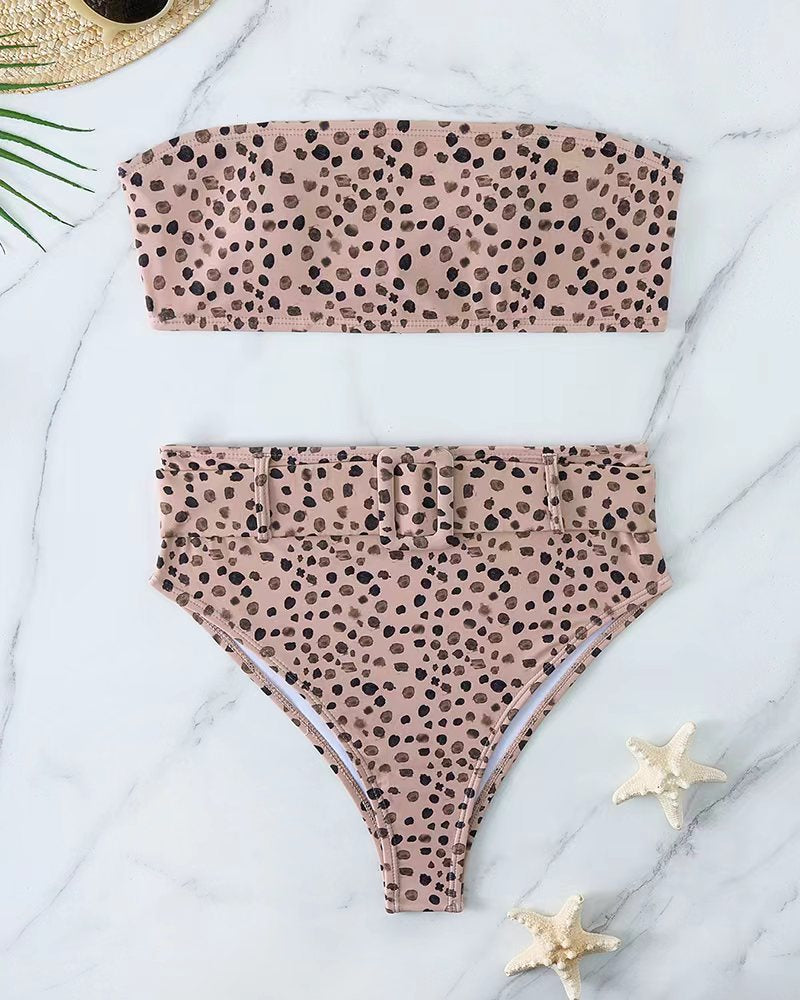 Bikini European and American swimsuit high waisted printed swimsuit