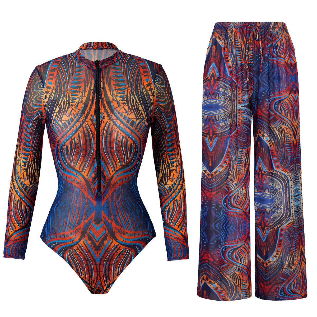 Long Sleeve Swimwear for Women, Sun Protection Swim Suit with Long Pants