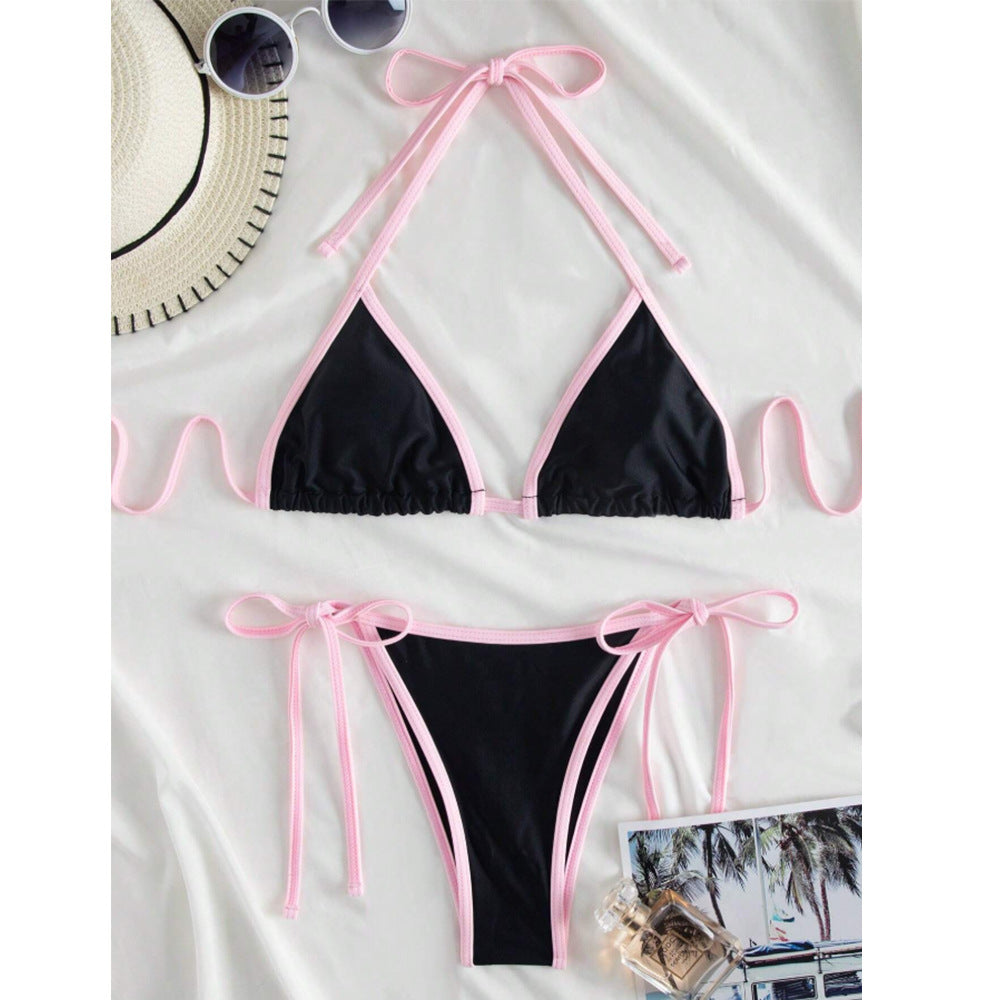 Women's three-point color matching swimsuit