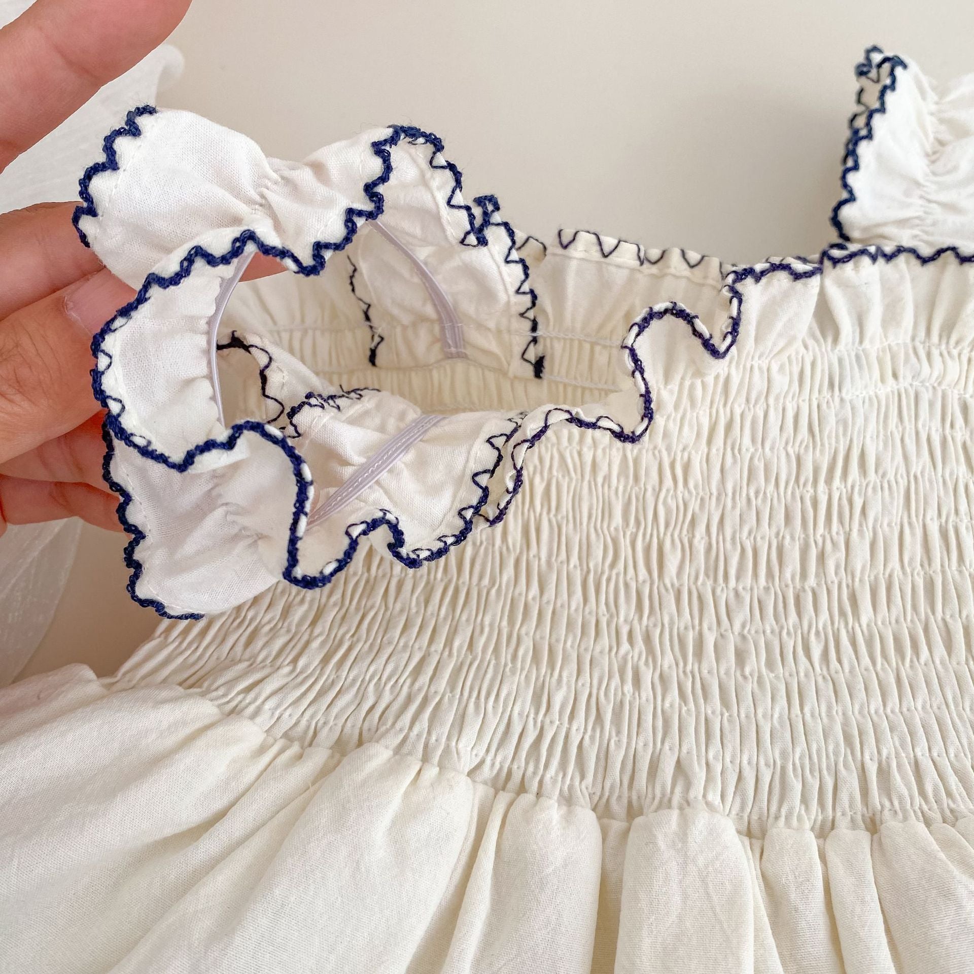 Vintage Floral Embroidered Strap Bodysuit Dress for Baby Girls, Summer Infant Romper Dress for Newborns and 100-Day Celebrations