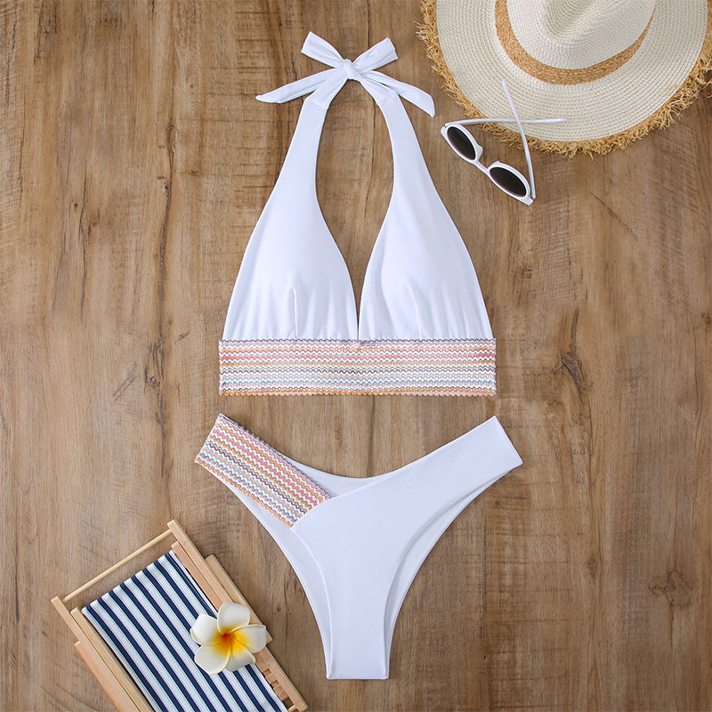 Solid color split swimsuit