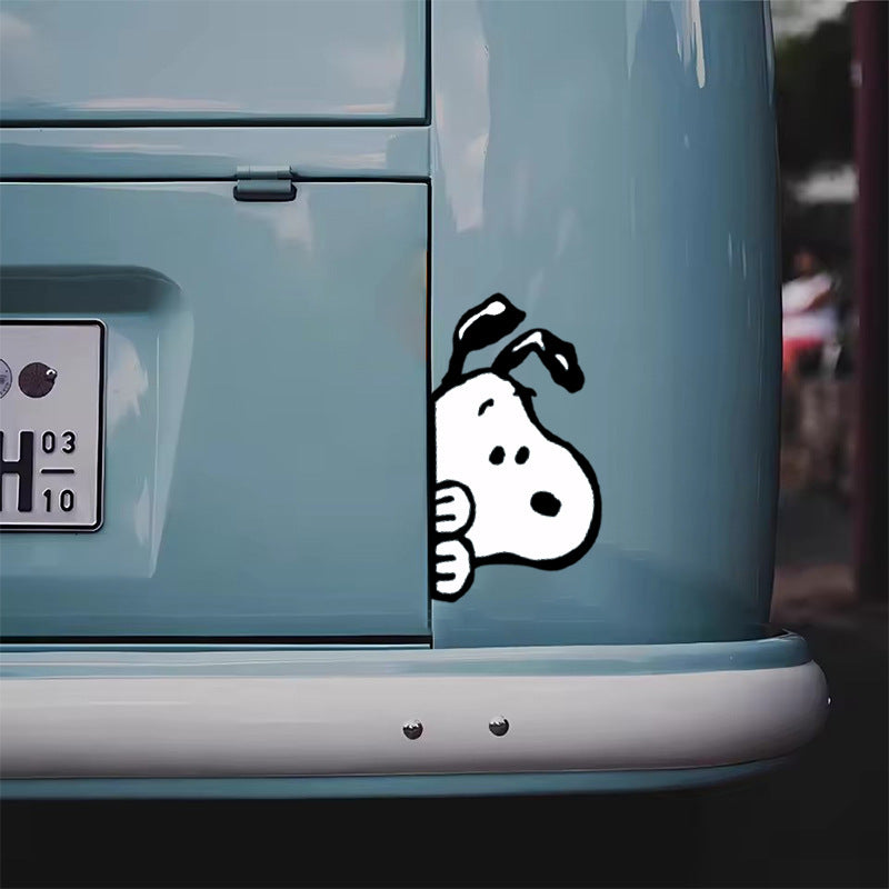 Snoopy Cartoon Car Sticker Scratch Cover for Side Window and Rear Windshield Decoration Creative Electric Vehicle Decal