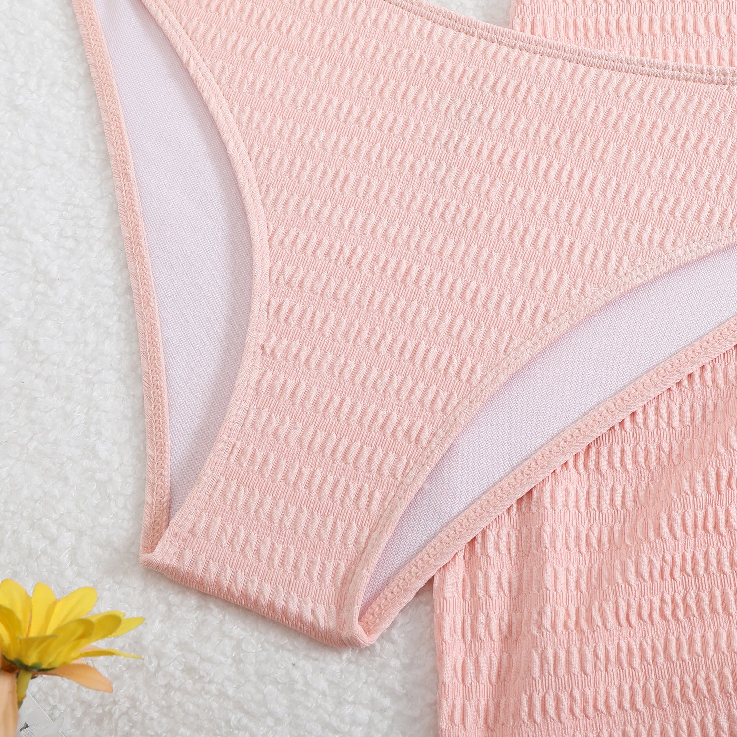 Solid color bikini three piece set