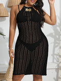 Women's Beach Dress Oversized Sexy Metal Shell Buckle Spliced Backless