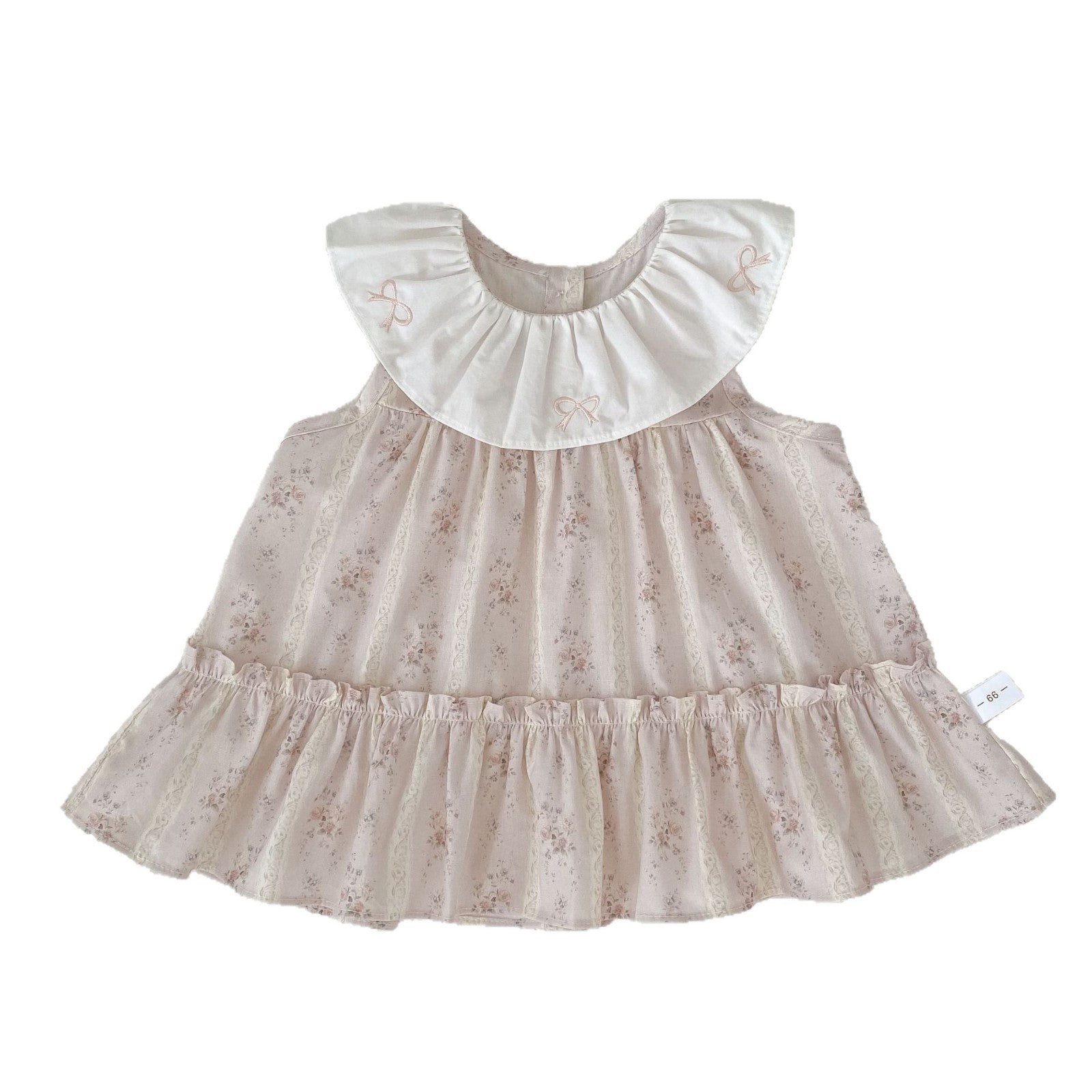 Cute Baby Girl Dress with Peter Pan Collar, Sleeveless Floral Summer Dress for Toddler Girls, Lightweight Princess Style Dress