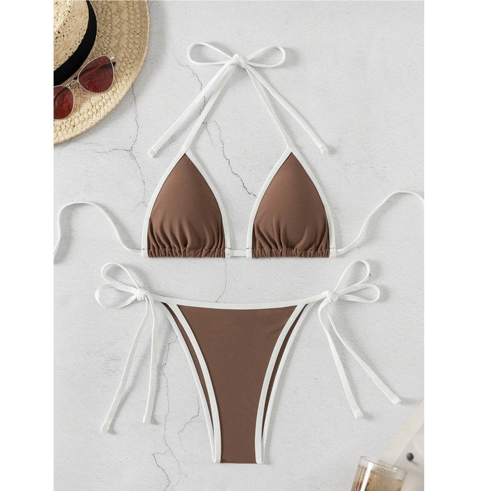 Women's three-point color matching swimsuit