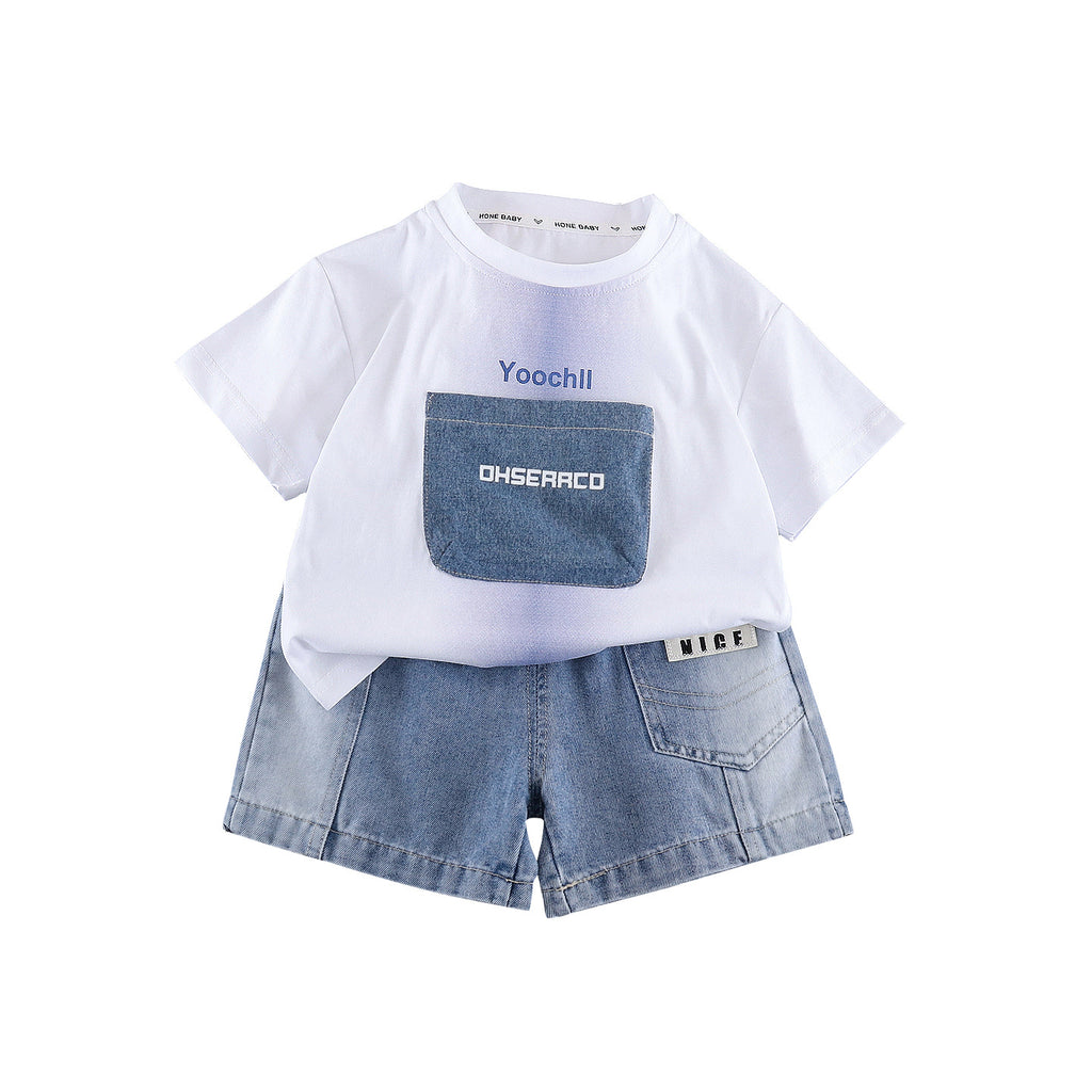 Letter short sleeved top and shorts set