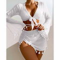 Split swimsuit women's four piece set solid color