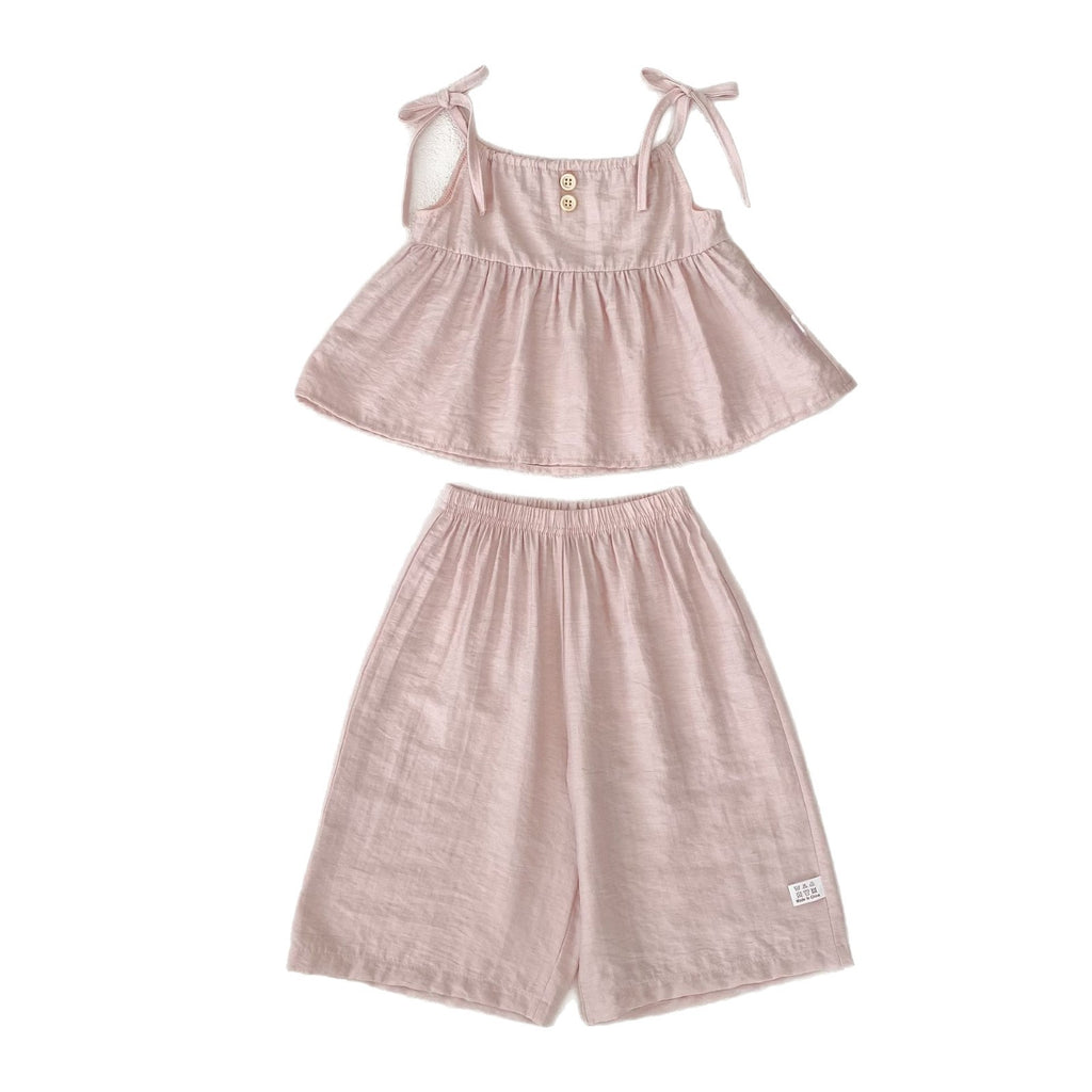 Lightweight and Stylish Two-Piece Set with Sleeveless Top and Loose Pants, Casual Fashion for Kids