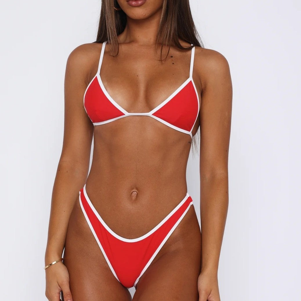 Bikini Women's Two-Piece Swimsuit Solid Color Nylon Swimwear Wholesale