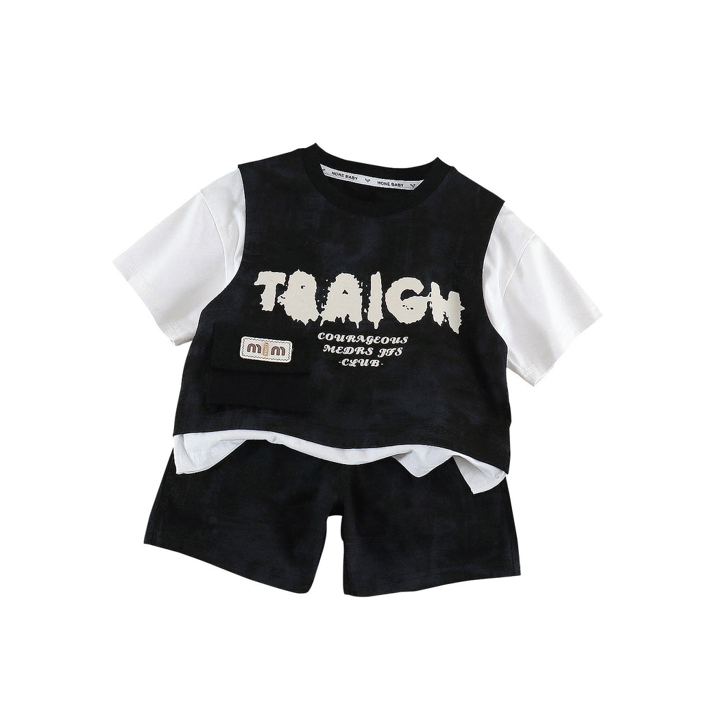 Round neck short sleeved top and shorts set