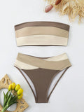 Striped patchwork one-piece swimsuit