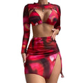 Long sleeved split swimsuit three piece set