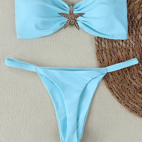 Bikini Swimwear for Women, Two-Piece Strapless Sexy Starfish Design, Perfect for Hot Springs and Vacation