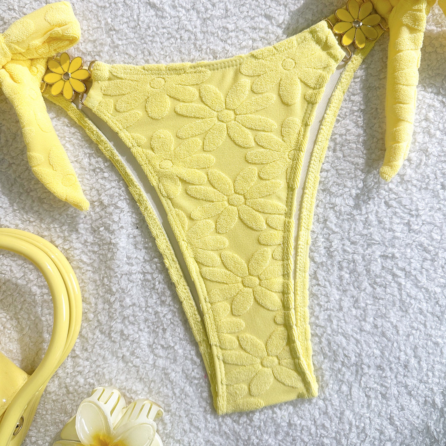 Solid color flower bikini beach women's swimsuit