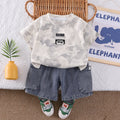Camouflage short sleeved top and shorts set