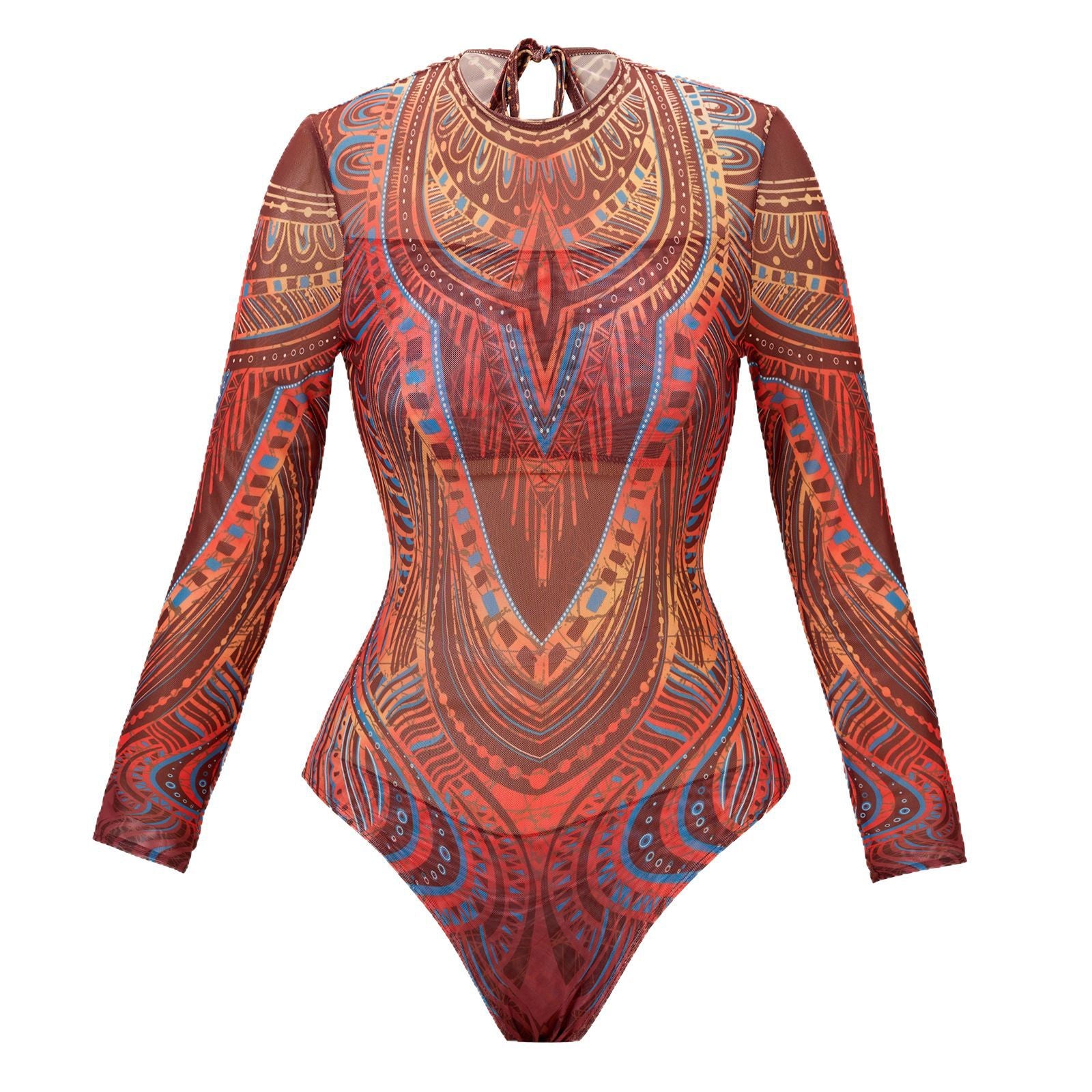Women's Quick-Dry Long-Sleeve Mesh Sun Protection Swimwear Swim Suit