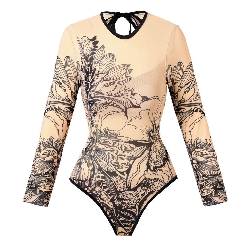 Long Sleeve Sport Surfing Suit with Cover-Up, Quick-Dry Fitted Backless Design
