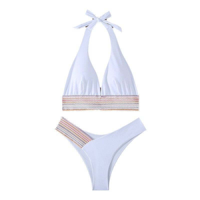 Solid color split swimsuit