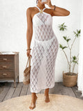 Hollow-out Metal Starfish Decorated Strapless Dress Bikini Cover-Up Dress