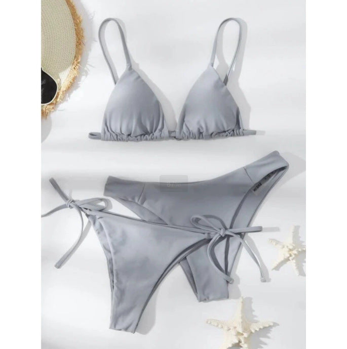 Split swimsuit women's solid color three-point bikini