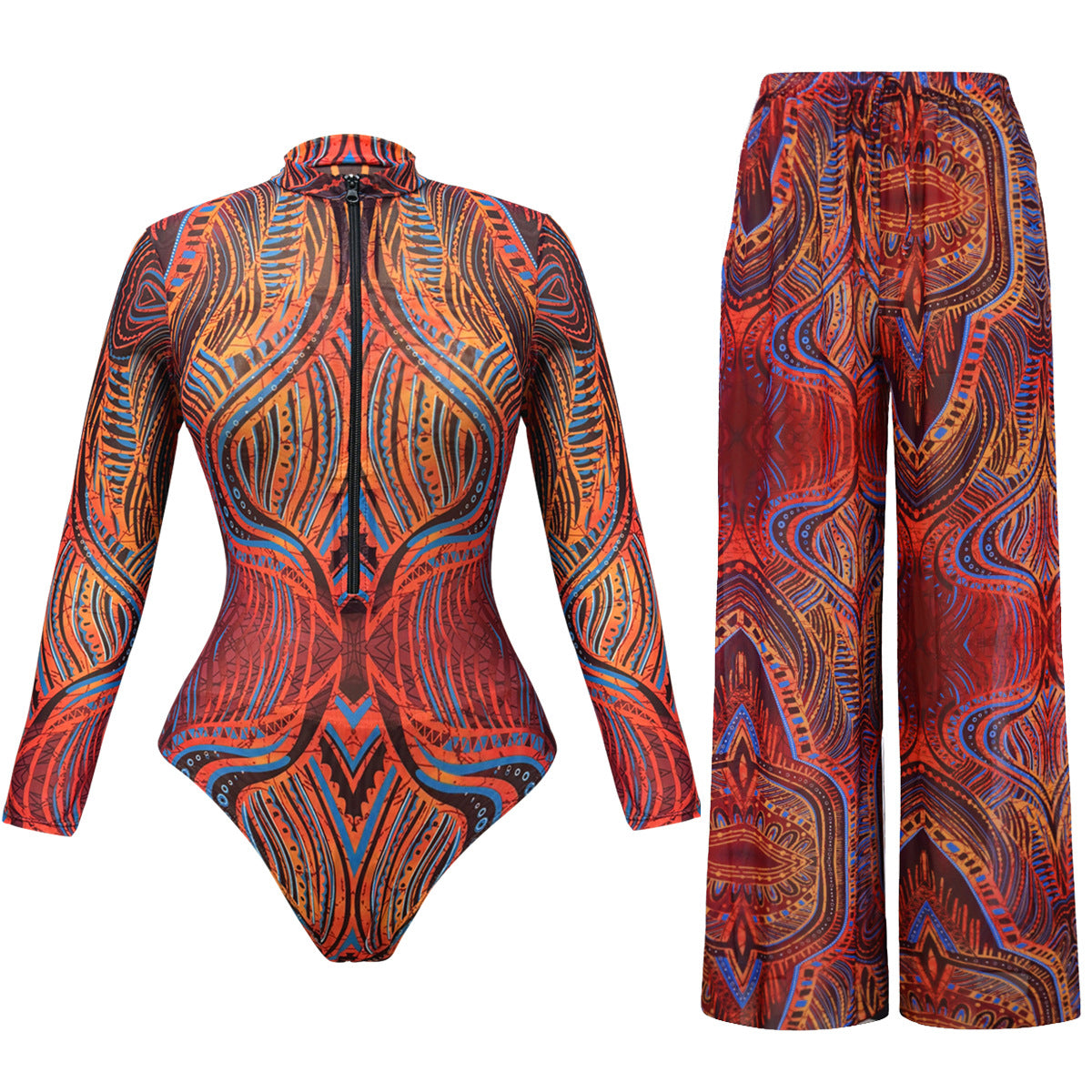 Long Sleeve Swimwear for Women, Sun Protection Swim Suit with Long Pants