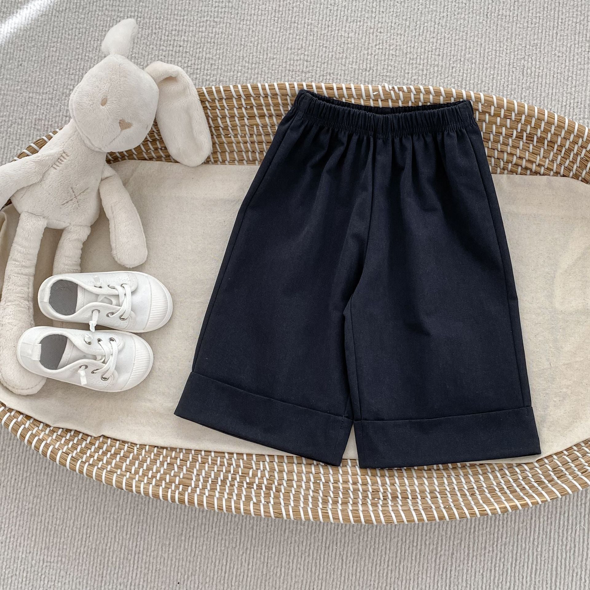 Chic Loose Straight Leg Pants for Girls Summer Lightweight Solid Color Casual Wide Leg Trousers