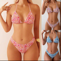 Swimsuit Women's Sexy Floral Tie-Back Halter Two-Piece Bikini Set