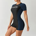 One-Piece Swimwear with Short Sleeves, High-Waisted Briefs, Surfing Suit for Women