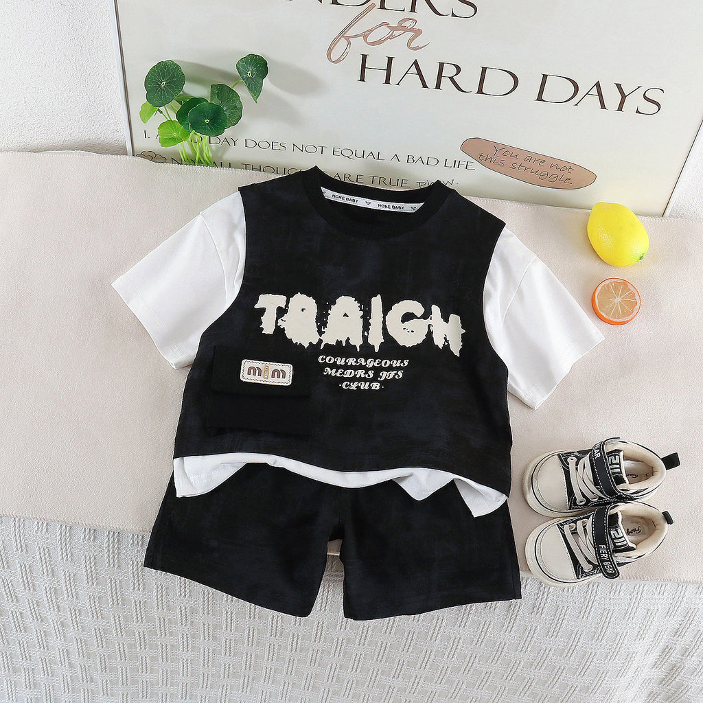 Round neck short sleeved top and shorts set