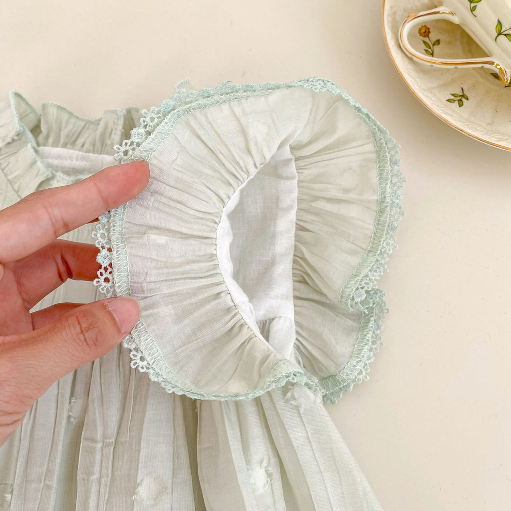 Cute Solid Color Summer Baby Sleeveless Romper with Stand-up Collar for Girls