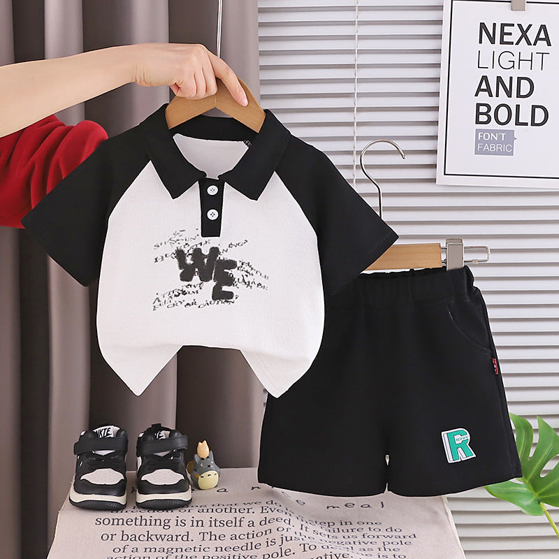 Collar short sleeved top and shorts set