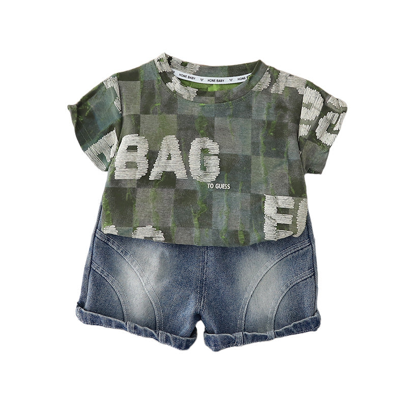 Checkered round neck top and shorts set