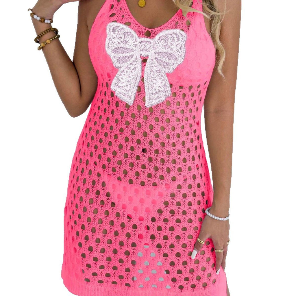Lace Butterfly Patchwork Women's Vest Dress Beach Bikini Cover-Up Dress