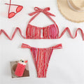 Red and blue printed bikini
